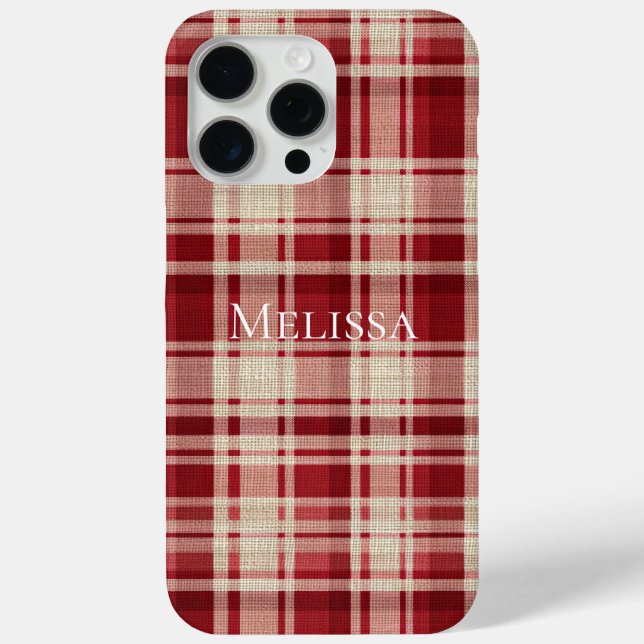 Red Cream Plaid Stripes Case-Mate iPhone Case (Back)