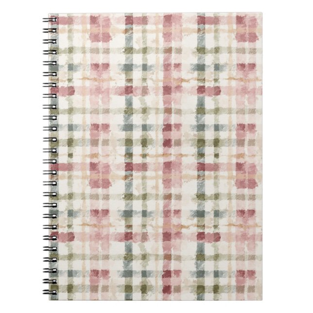 Red Cream Plaid Stripes  Notebook (Front)