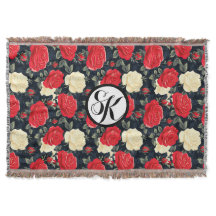 Red & Cream Rose Patterned Monogram