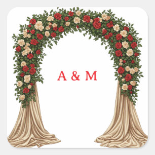 Red Cream Rose Wedding Arch Sticker Theme 🌹