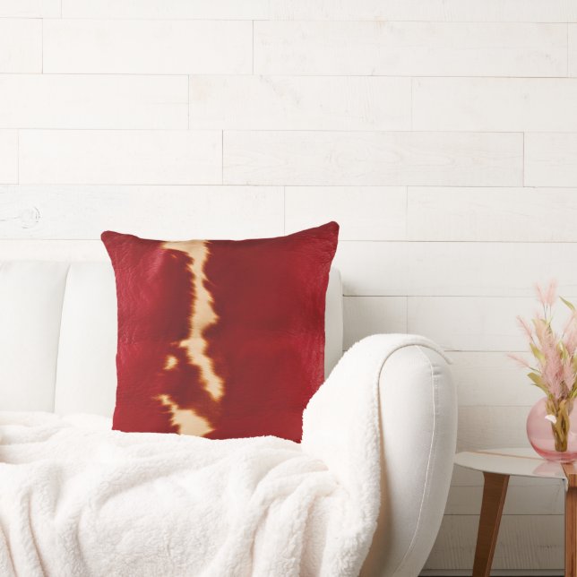 Red Cream Southwest Cowhide Cushion (Couch)