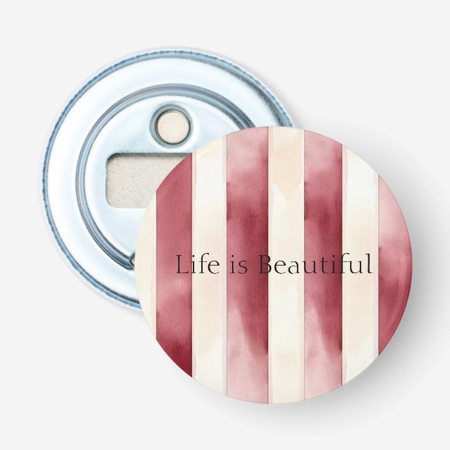 Red Cream Stripes  Bottle Opener (Front)