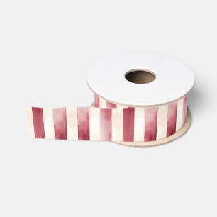 Red Cream Stripes Bridal Shower Grosgrain Ribbon