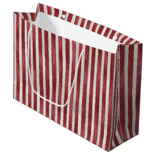 Red Cream Stripes Christmas Large Gift Bag
