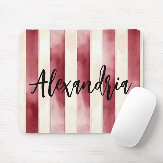 Red Cream Stripes Mouse Mat (With Mouse)