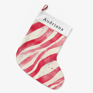 Red Cream White Candy Cane Christmas Large Christmas Stocking