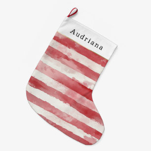 Red Cream White Candy Stripes Christmas Large Christmas Stocking