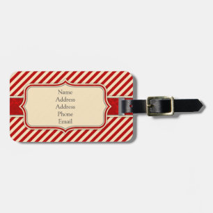 Red & Crème Monogram Luggage Tag