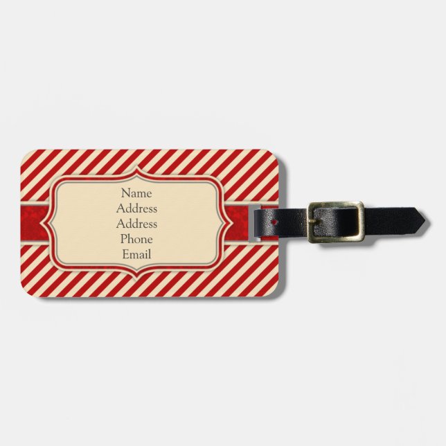 Red & Crème Monogram Luggage Tag (Front Horizontal)