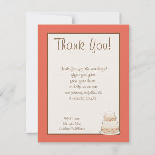 Red/Creme Wedding Cake Flat Thank You Card