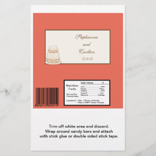 Red/Creme Wedding Cake Large Candy Bar Wrapper