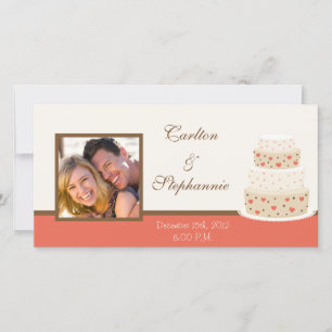 Red/Creme Wedding Cake Photo Announcement