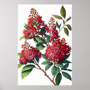 Red Crepe Myrtle Flowers Art Print Poster