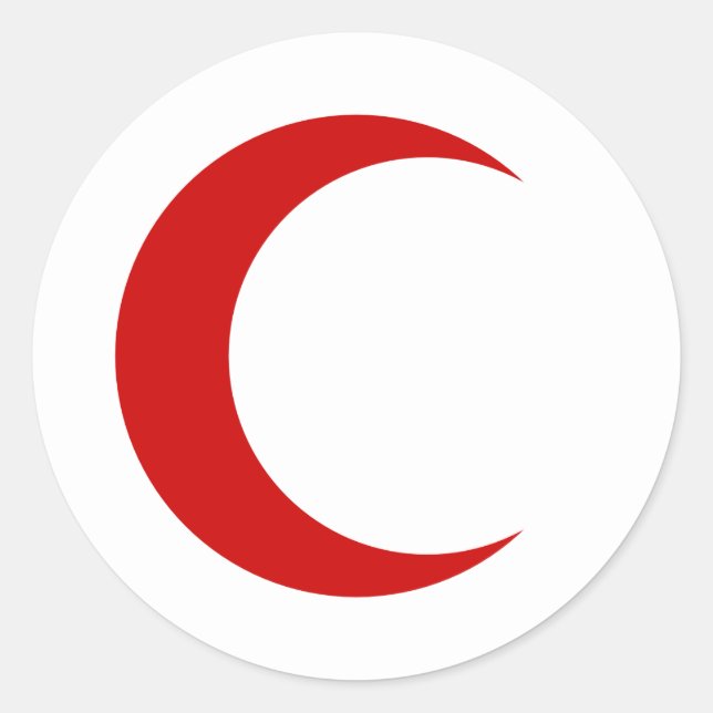Red Crescent Classic Round Sticker (Front)