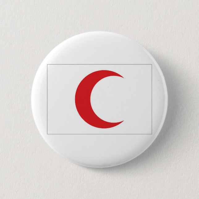 Red Crescent Flag 6 Cm Round Badge (Front)