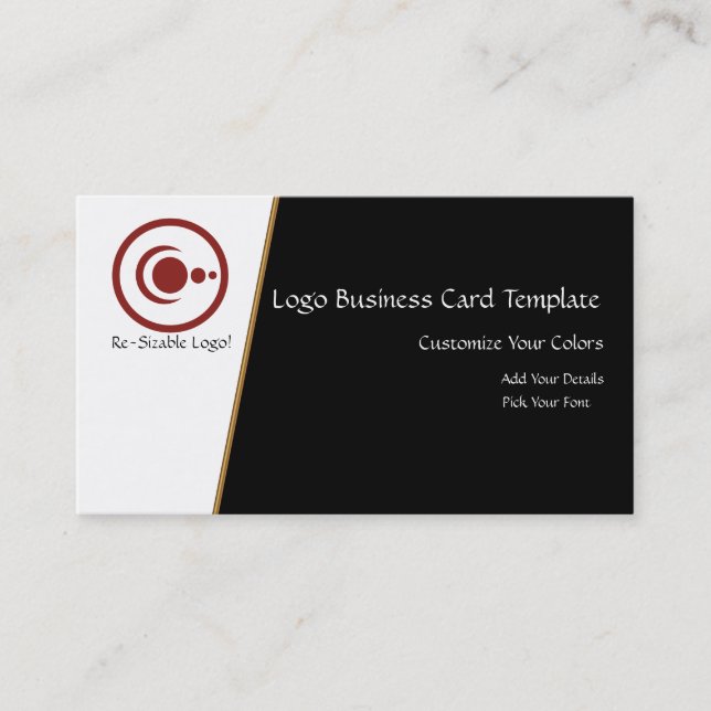 Red Crescent Moon & and Planets Logo Business Card (Front)