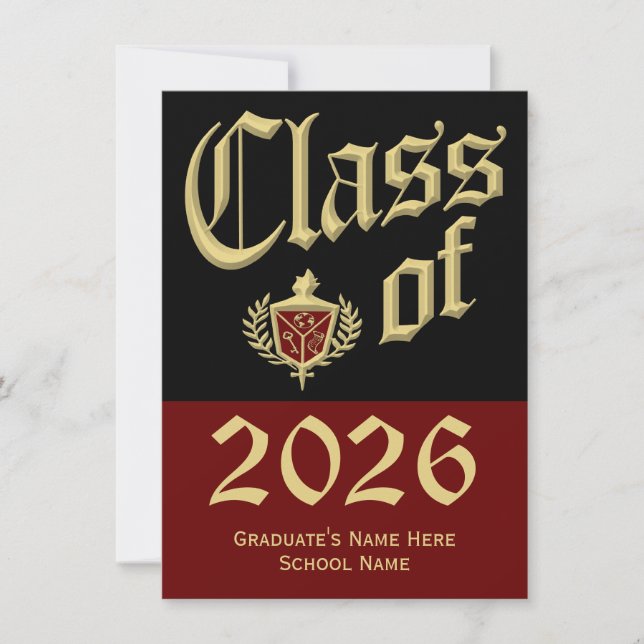 Red Crest Graduation Announcements (Front)
