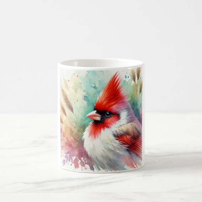 Red crested cardinal 060824AREF107 - Watercolor Coffee Mug (Center)