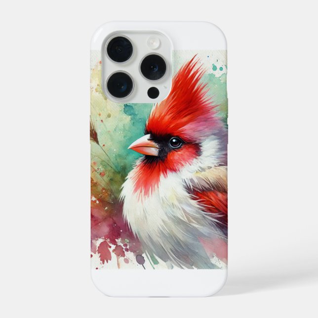 Red crested cardinal 060824AREF107 - Watercolor iPhone Case (Back)