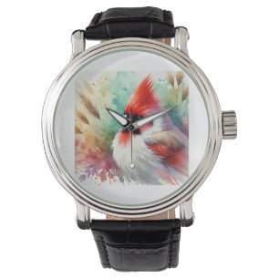 Red crested cardinal 060824AREF107 - Watercolor Watch