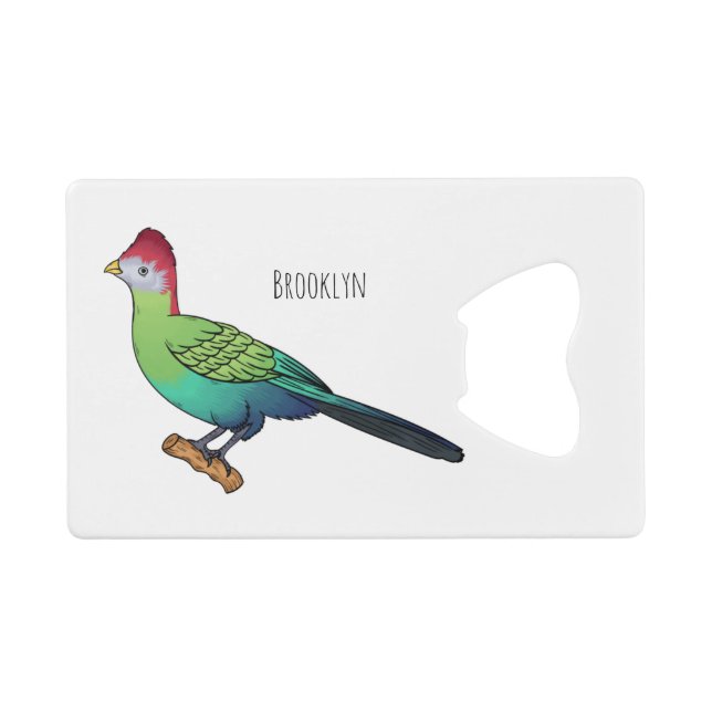 Red-crested turaco bird cartoon illustration  (Front (Horizontal))