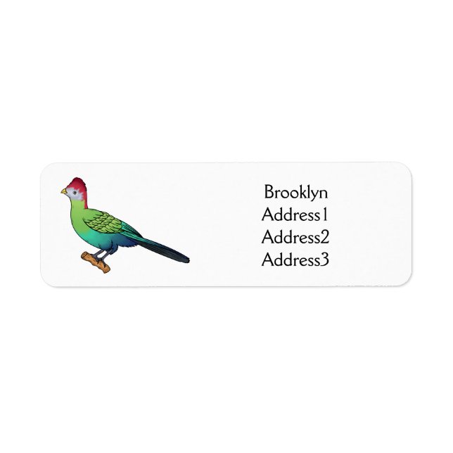 Red-crested turaco bird cartoon illustration  (Front)