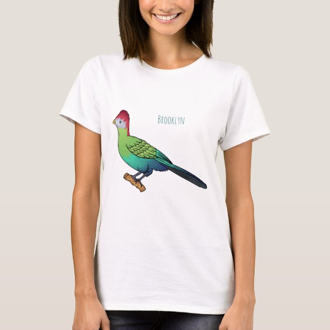 Red-crested turaco bird cartoon illustration T-Shirt (Front)