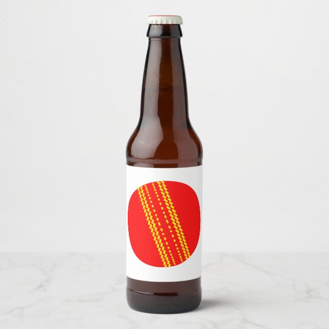 Red Cricket Ball Beer Bottle Label (Front)