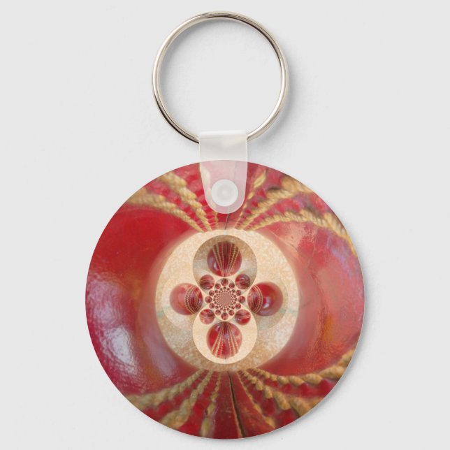 Red Cricket Balls Abstract Art Print Design Key Ring (Front)