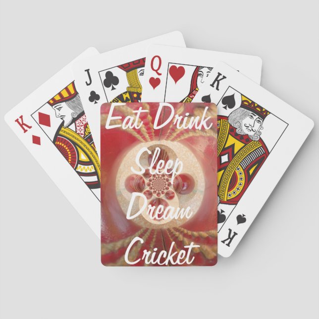Red Cricket Balls Abstract Art Print Design Playing Cards (Back)