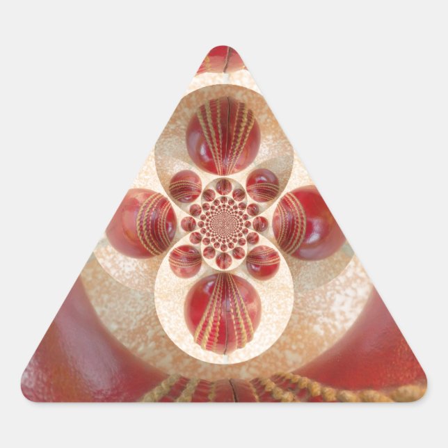 Red Cricket Balls Abstract Art Print Design Triangle Sticker (Front)