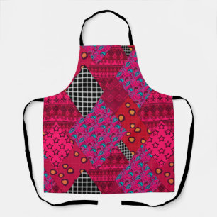 Red Crimson Colourful patchwork Apron