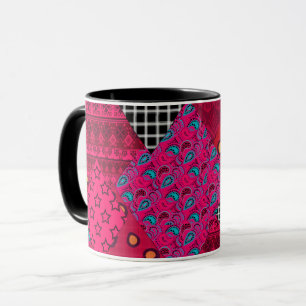 Red Crimson Colourful patchwork Mug