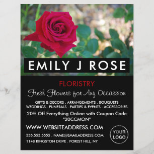 Red Crimson Rose, Floristry Advertising Flyer