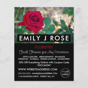 Red Crimson Rose, Floristry Advertising Flyer