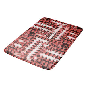 Red crisscross stripes with gradient or polished bath mat