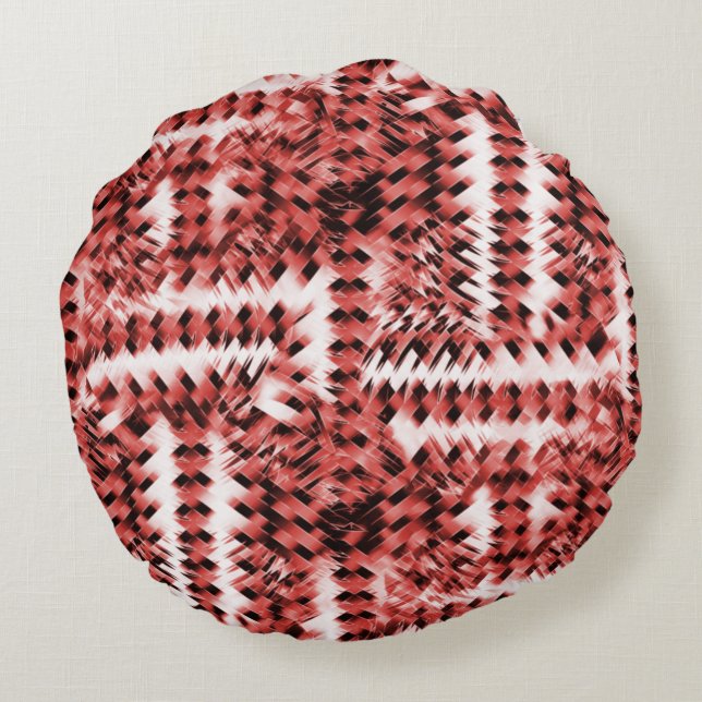 Red crisscross stripes with gradient or polished   round cushion (Back)