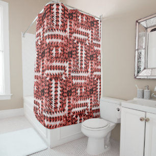Red crisscross stripes with gradient or polished   shower curtain