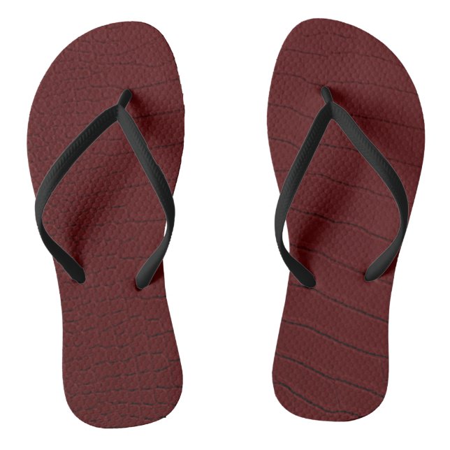 Red Crocodile Skin Print Flip Flops (Footbed)