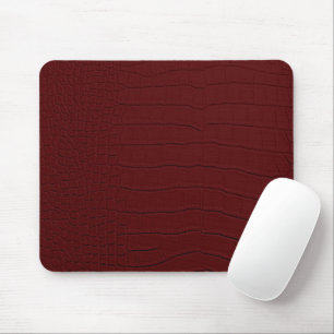 Red Crocodile Skin Print Mouse Mat