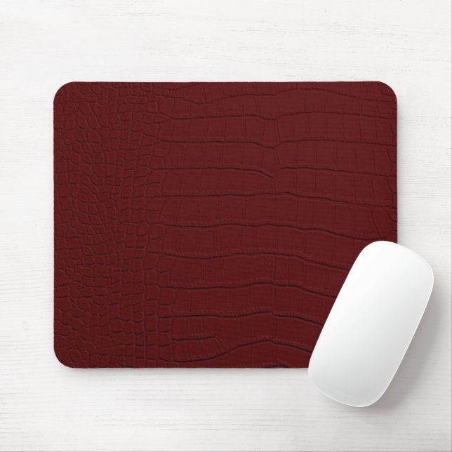 Red Crocodile Skin Print Mouse Mat (With Mouse)