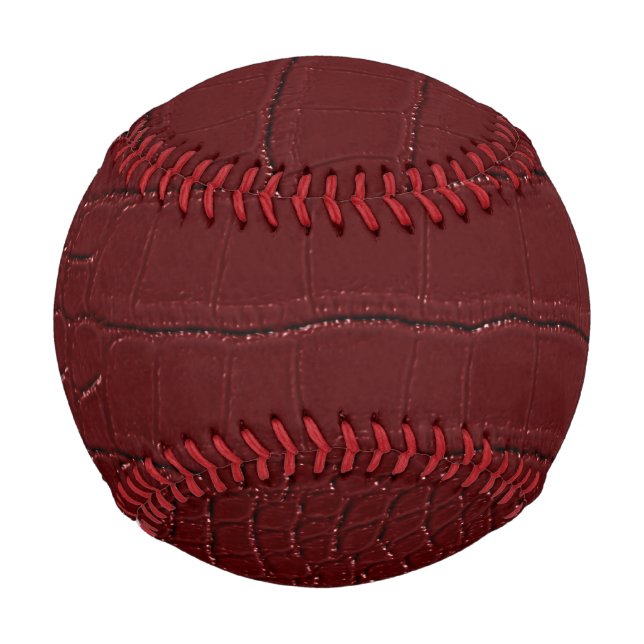 Red Crocodile Skin Print Varnished Baseball (Front)