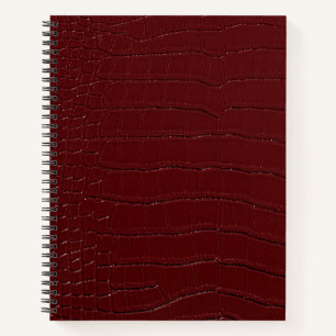 Red Crocodile Skin Print Varnished Notebook