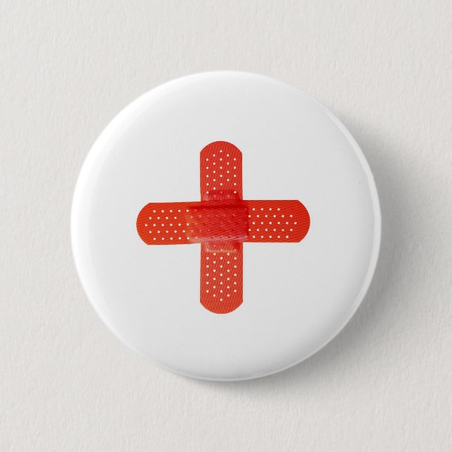 Red cross 6 cm round badge (Front)