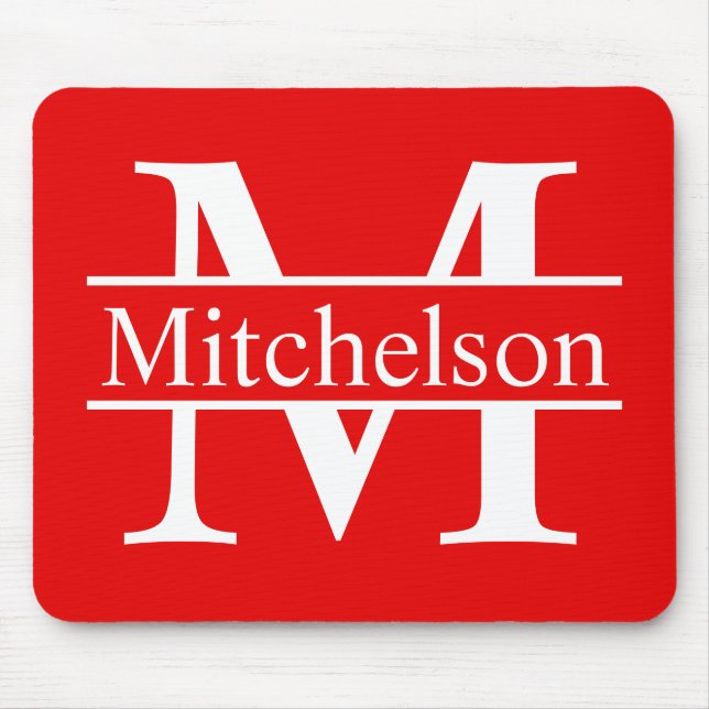 Red Cross Bar LR Monogram Mouse Mat (Front)