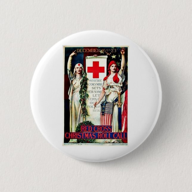 Red Cross Christmas 6 Cm Round Badge (Front)