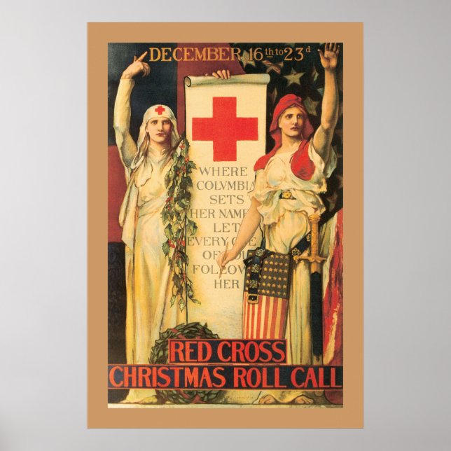 Red Cross Christmas Roll Call Poster (Front)