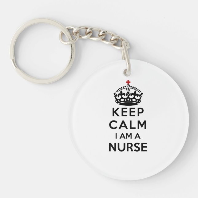 red cross crown Keep Calm I am a Nurse Key Ring (Front)