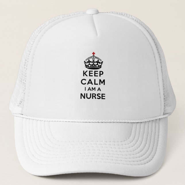 red cross crown Keep Calm I am a Nurse Trucker Hat (Front)