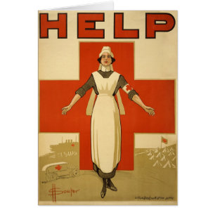 Red Cross Field Nurse Poster Reading HELP